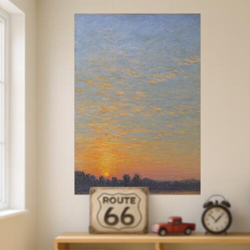 夕焼け 空 雲 風景 自然 タペストリー リラックス 名画風 遠景 瞑想 大判 布製 壁飾り 巨大 壁掛け インテリア 大きい 撮影背景 長方形 青 オレンジ 黄色