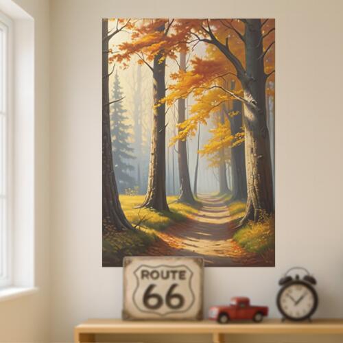 秋 森林 木 道 風景 タペストリー リラックス 名画風 遠景 瞑想 大判 布製 壁飾り 巨大 壁掛け インテ..