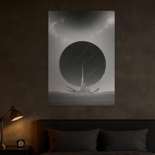 宇宙 星 隕石 建造物 未来 タペストリー 風景 リラックス 名画風 遠景 瞑想 大判 布製 壁飾り 巨大 壁掛け インテリア 大きい 撮影背景 長方形 白 黒 グレー