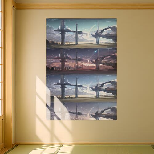 未来都市 建造物 空 雲 風景 タペストリー リラックス 名画風 遠景 瞑想 大判 布製 壁飾り 巨大 壁掛け..