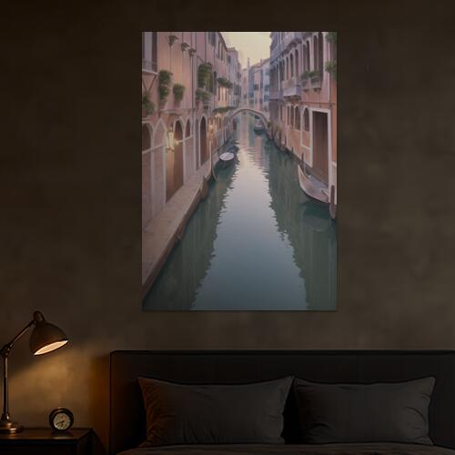 ヴェネツィア ゴンドラ 運河 水路 橋 タペストリー 風景 リラックス 名画風 遠景 瞑想 大判 布製 壁飾り 巨大 壁掛け インテリア 大きい 撮影背景 長方形 ベージュ オレンジ グレー