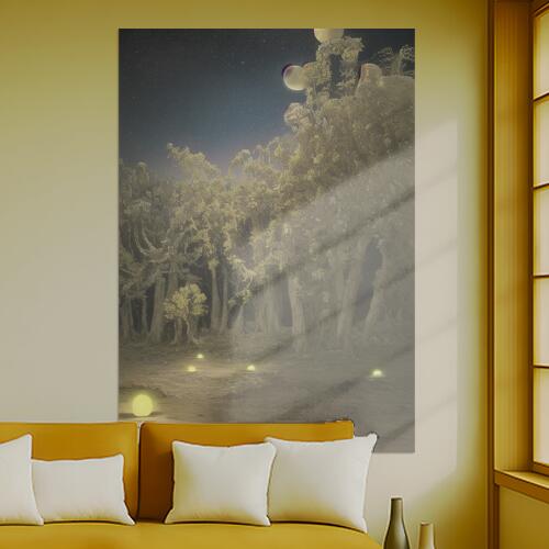 お部屋のインテリアとしてもお使いいただけます。検索用: 室内 飾り 布 インテリア タペストリー 昭和レトロ 入れ墨風 部屋 アート グラフィック 森 木 光 夜 ファンタジー タペストリー 風景 リラックス 名画風 遠景 瞑想 大判 布製...