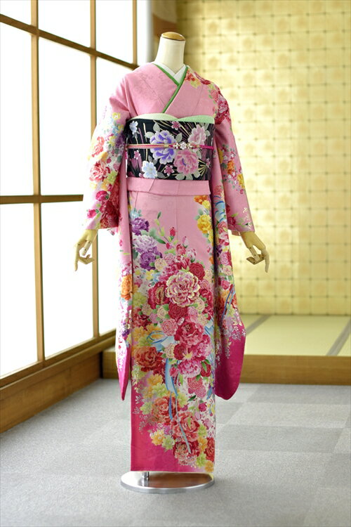 正絹 振袖 フルセットレンタル 着物レンタル 振袖 成人式レンタル 結婚式レンタル 貸衣装 フルフル パーティ・お見合い・卒業式に 大きい 〔かしいしょう〕
