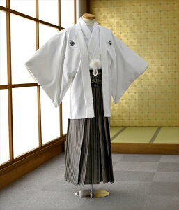 紋付羽織袴 袴 レンタル 男 成人式 身長170cm-185cm 新郎 紋付袴 着物レンタル フルセットレンタル 白色 ホワイト 結婚式 卒業式 紋付き袴 色打掛 白無垢【袴レンタル/フォトブック付】格安セール