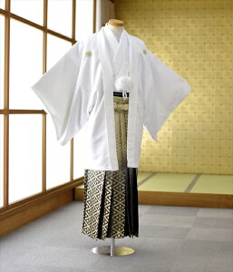 紋付羽織袴 紋付き袴 袴 レンタル 男 ホワイト 黄金色 新郎 成人式 紋付袴 着物レンタル フルセットレンタル 結婚式 卒業式 色打掛 白無垢 身長160cm-176cm【袴レンタル/フォトブック付】格安セール