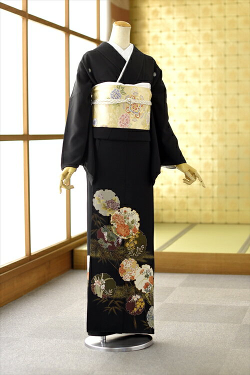 留袖 レンタル 留袖レンタル 黒留袖レンタル Lサイズ 広巾 広幅 大きいサイズ フルセットレンタル 高級正絹 着物 結婚式 母親 母上 親族 列席者 貸衣装 フルフル 安い ひろはば かしいしょう おすすめ mth2027