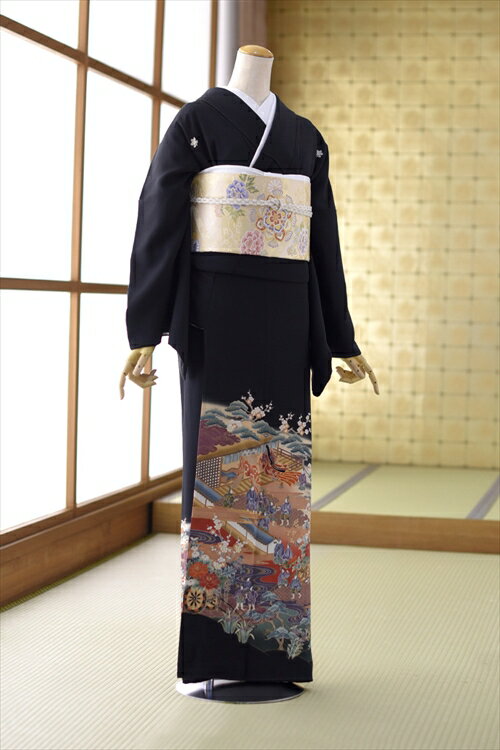 高級正絹 留袖 レンタル 留袖レンタル 黒留袖レンタル 広巾 大きいサイズ Lサイズ フルセットレンタル 着物 結婚式 母親 母上 親族 列席者 貸衣装 フルフル ひろはば 広幅 安い かしいしょう おすすめ mth2015