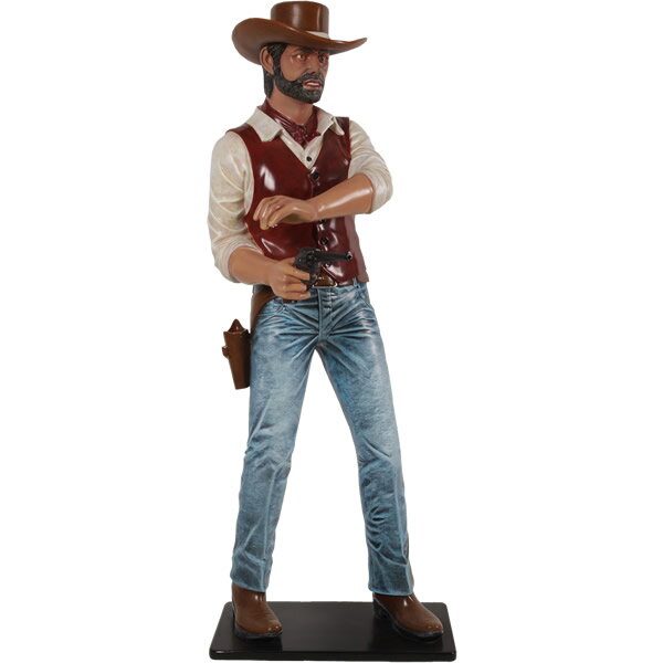 FRPオブジェ 荒野のガンマン置物 銃 カウボーイ 店舗 カフェ 喫茶店 レストラン 飲食店 インテリア イベント ディスプレイ 実物大 等身大 リアル 【whlny】