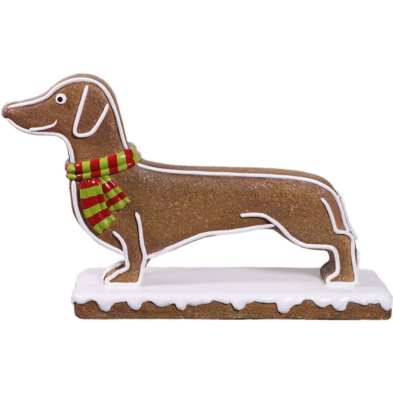 FRPオブジェ ジンジャーブレッド・ドッグ置物 玩具 お菓子 店舗 カフェ 喫茶店 レストラン 飲食店 インテリア イベント ディスプレイ 実物大 等身大 リアル 【whlny】
