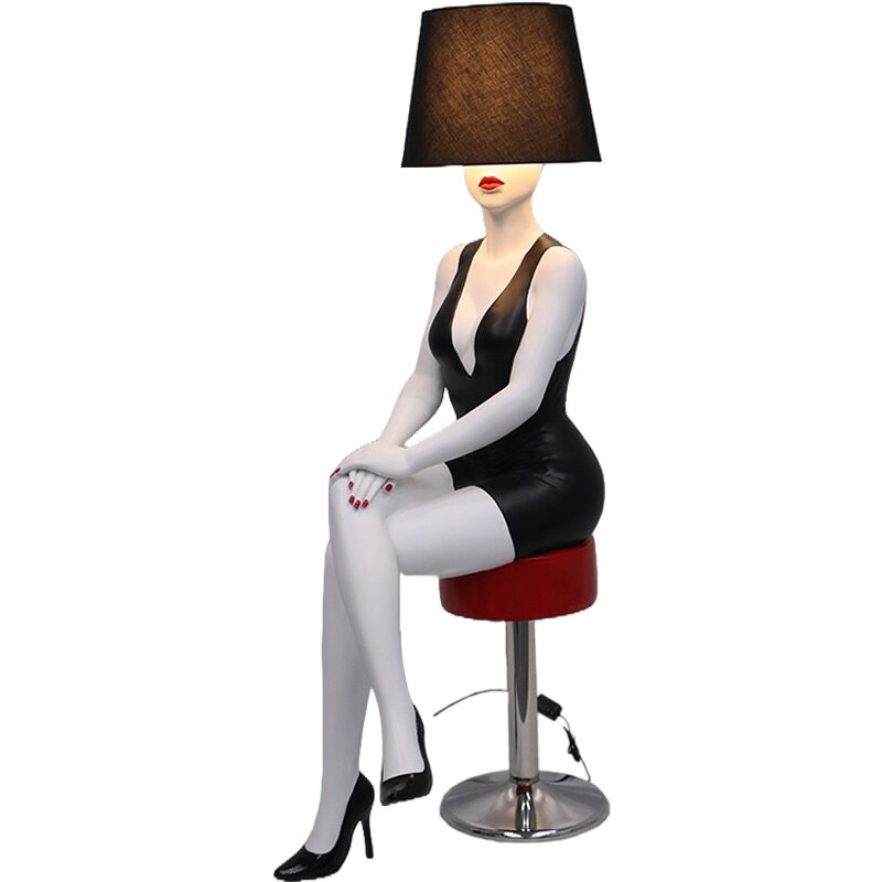 FRPオブジェ バーガール スタンドライト置物 人物 人形 像 店舗 イベント ディスプレイ 実物大 等身大 リアル 【whlny】のサムネイル