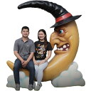 FRPオブジェ こわい月の魔女のベンチ置物 食べ物 カボチャ 南瓜 フォトスポット フォトスタジオ 植物園 店舗 カフェ 喫茶店 レストラン 飲食店 インテリア...