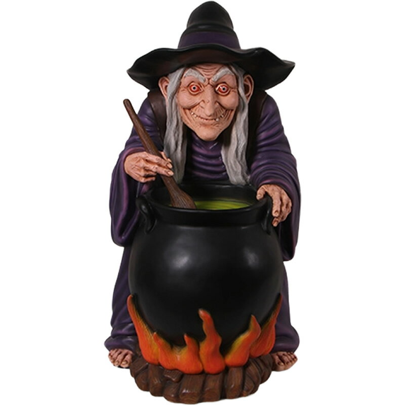 Rakuten - FRPオブジェ 怪しい壺をかき混ぜる魔女置物 食べ物 カボチャ 南瓜 フォトスポット フォトスタジオ 植物園 店舗 カフェ 喫茶店 レストラン 飲食店 インテリア イベント ディスプレイ 実物大 等身大 リアル 等身大フィギュア 【whlny】