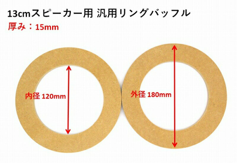 【汎用インナーバッフル】MDF製 国産13cmスピーカー用 15mm厚 自作 DIY用