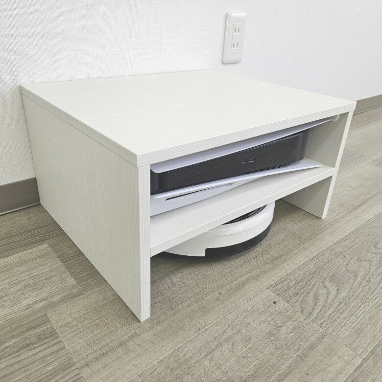 グレイエルム ホワイト ルンバとPS5のおうち 横置きPS5＆ルンバ対応ラック・通風パネル付き、高機能オ..