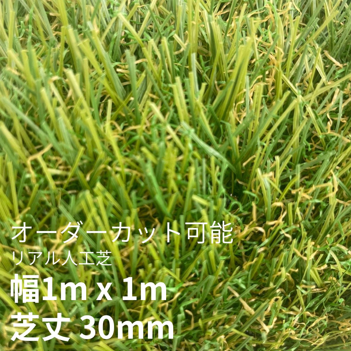 Rakuten - リアル人工芝 幅1m x 長さ1m オーダーカット可能 芝丈30mm 艶消