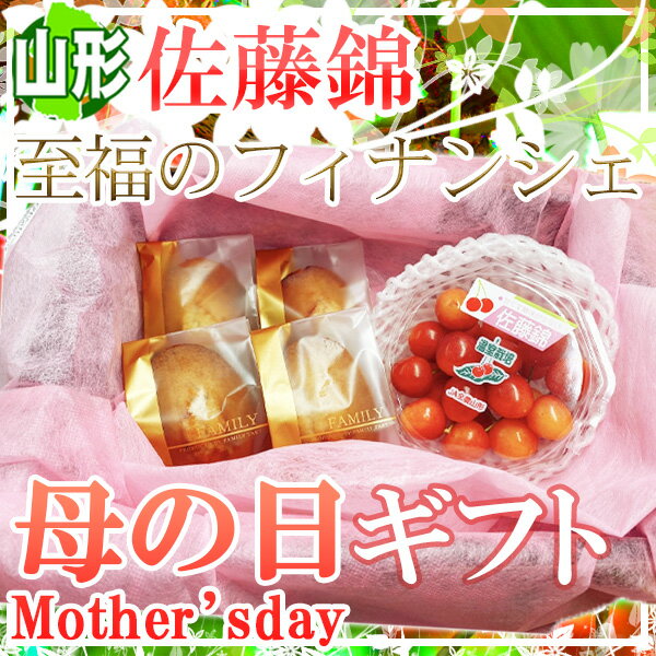 母の日 佐藤錦1パック フィナンシェ4個 造花カーネーション付き 5/7〜5/11お届け(日付指定不可)
