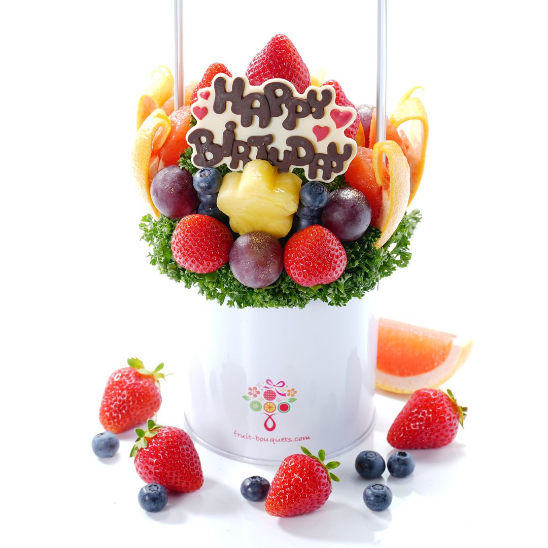 【誕生日祝いに】フルーツブーケ ハッピーデイ Sサイズ 誕生日 バースデー フルーツバスケット プレゼント ケーキ 果物ギフト 華やか サプライズ 贈り物 カットフルーツ盛り合わせ お祝い サプライズ 贈り物 スイーツ かわいい おしゃれ 送料無料