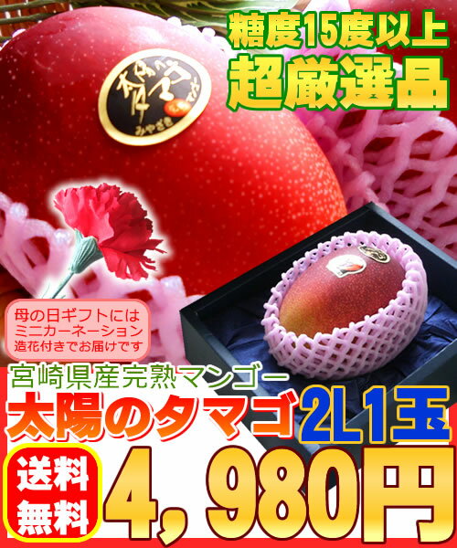 あの宮崎の最高級マンゴー！[太陽のタマゴ2L1玉]4,980円でお届けです！4月中旬こ