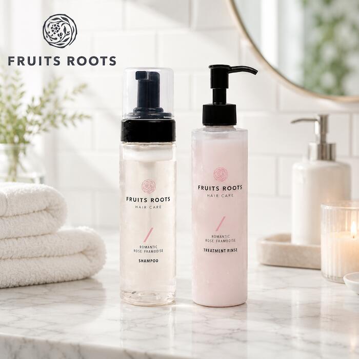 【10%OFF 楽天スーパーSALE】 フルーツルーツ ROMANTIC オーガニック ヴィーガン シャンプー トリートメント リンス セット 200ml 頭皮ケア ローズ ゼラニウム 香り 無添加 ヘアケア FRUITSROOTS fruitsroots-10000321 フルーツルーツ 楽天市場店 パッケージ画像