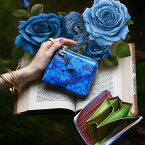 ブルーローズの奇跡。飛び出す絵本のような二つ折りウォレット　Wonder Book Wallet（ワンダーブックウォレット）Blue Rose（ブルーローズ） レディース エナメル 青 花柄 L字財布 バラ フルッティ ディ ボスコ FRUTTI DI BOSCO