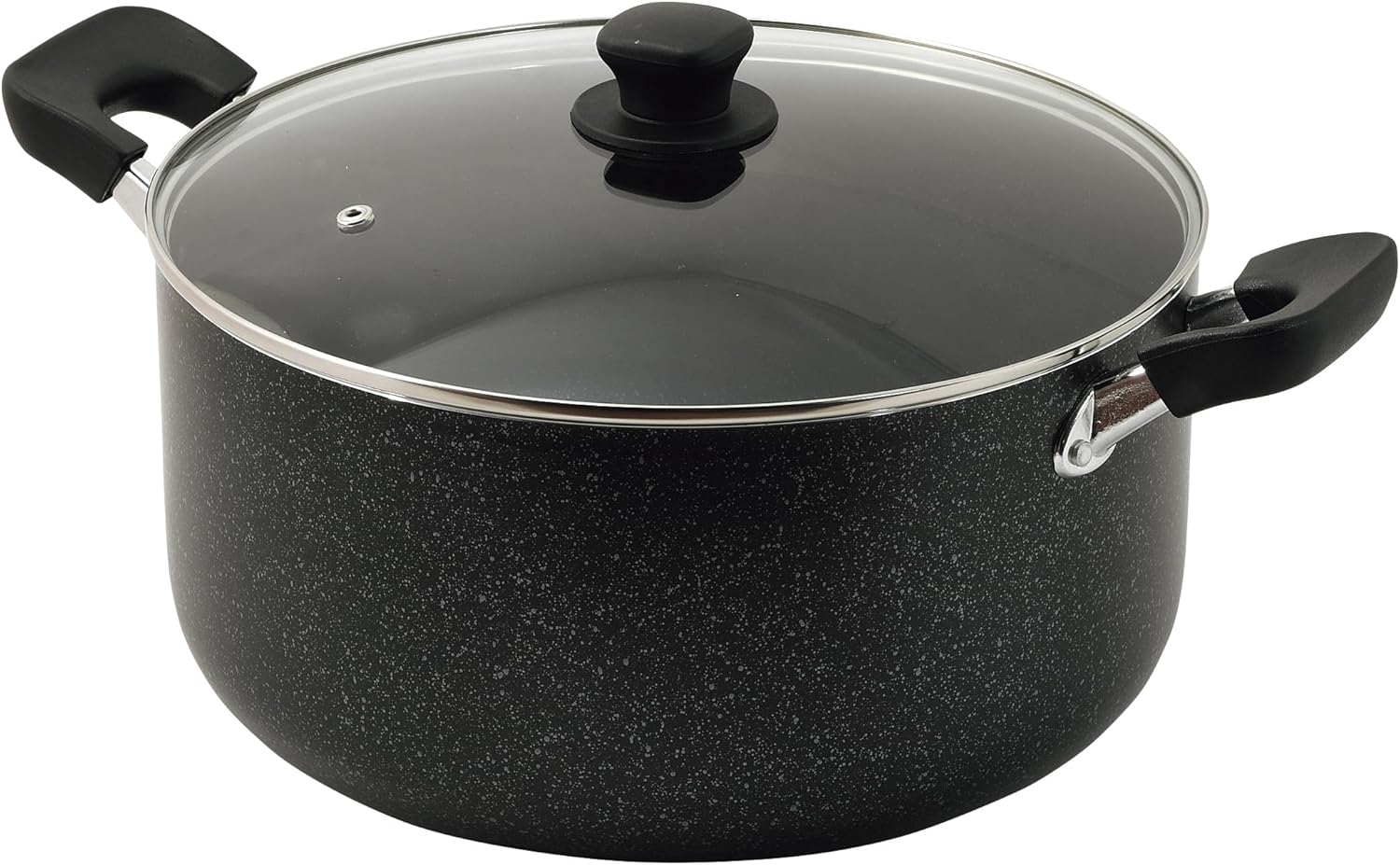 深型大型鍋 ガラス蓋付 30cm IH対応 マーブルダイヤモンドコート ママディナー 海外通販