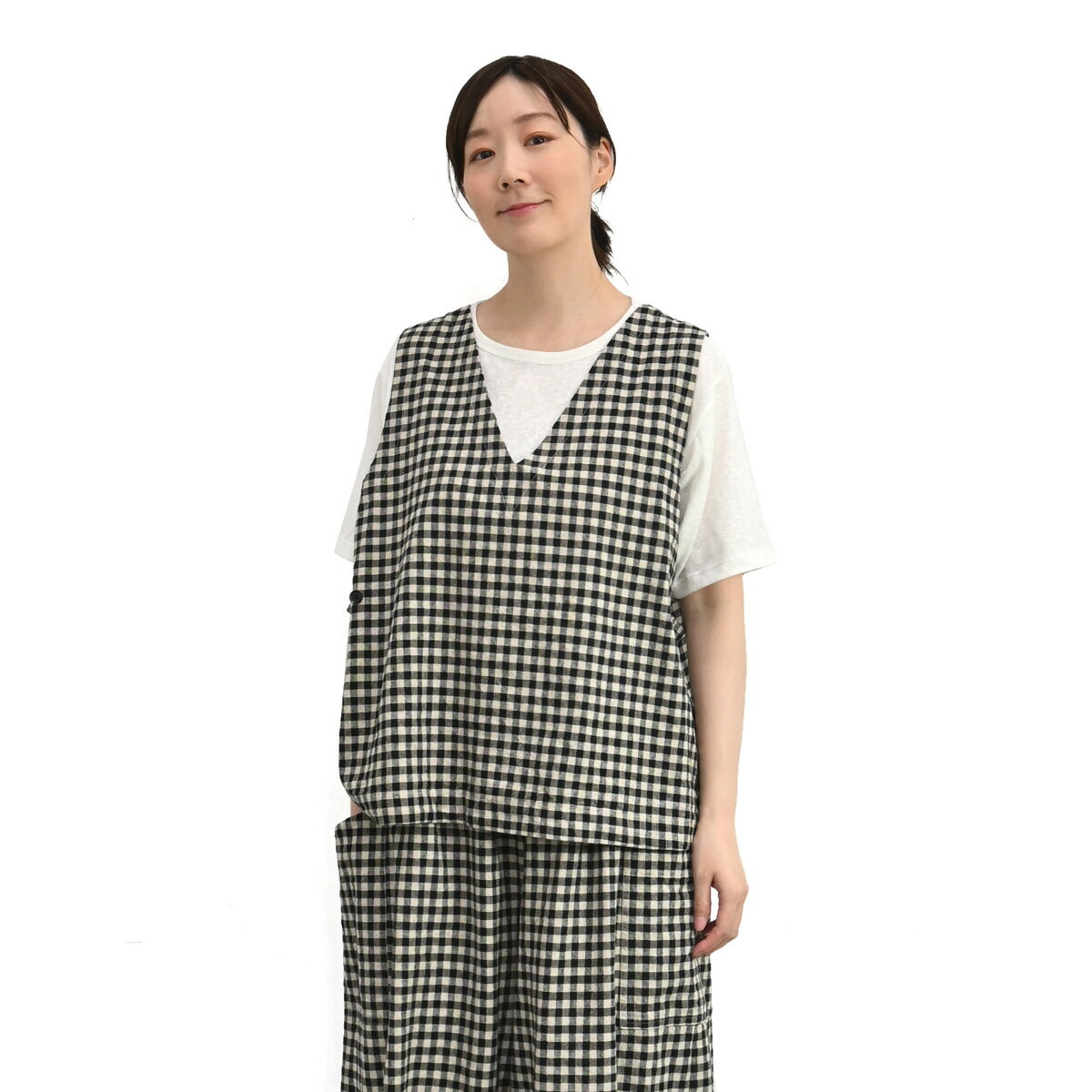 【SALE50%off】綿麻 平織 2WAY ベスト 【SK5046231】【SUNVALLEY サンバレー】