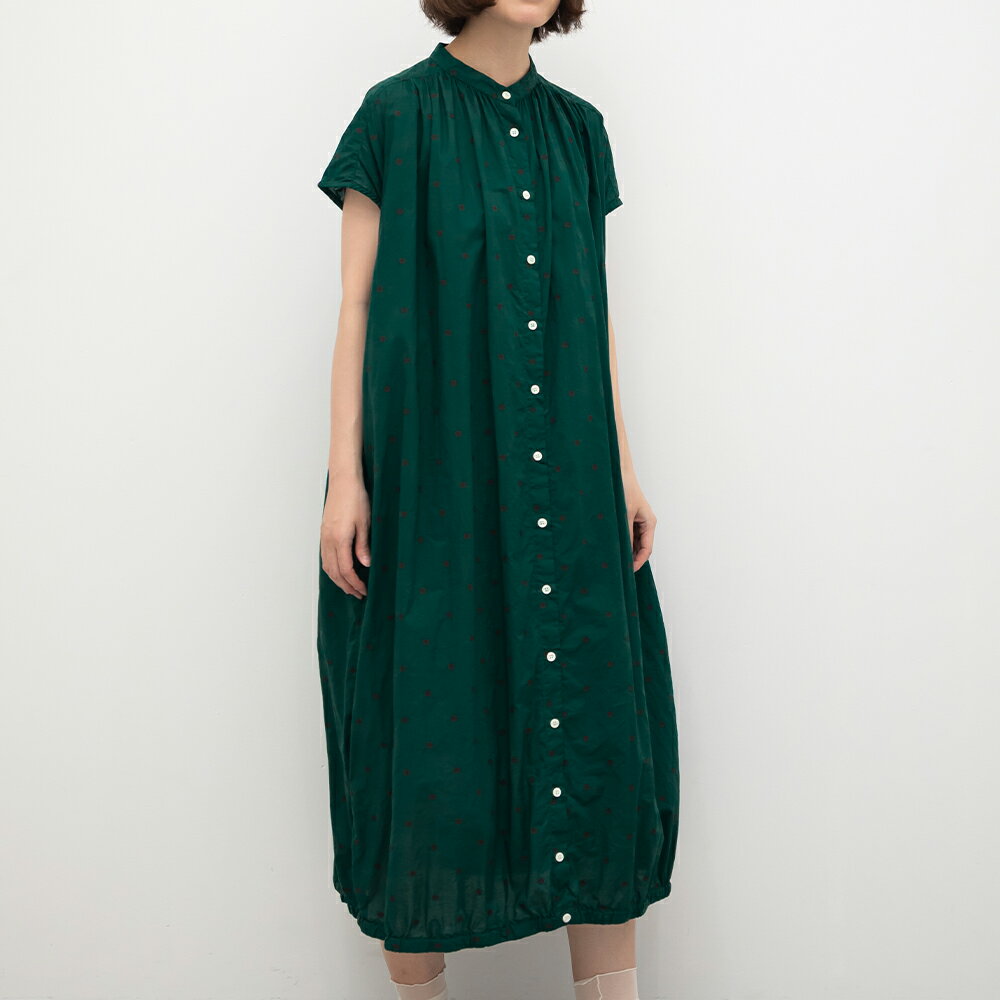 Rakuten - 【SALE40%off】[公式ストア] SUN VALLEY サンバレー / 製品染め コットン ローン 総柄刺繍 ドット 裾バルーン ワンピース
