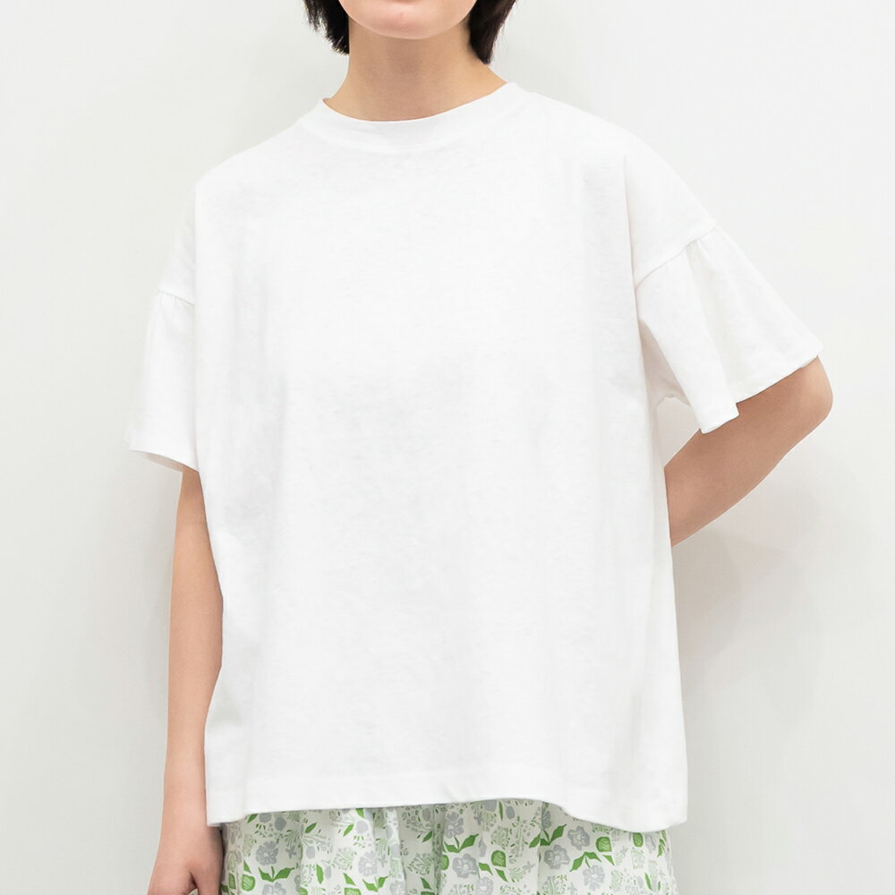 樂天商城 - [公式ストア] SUN VALLEY サンバレー / 綿麻 天竺 フリル 袖 Tシャツ