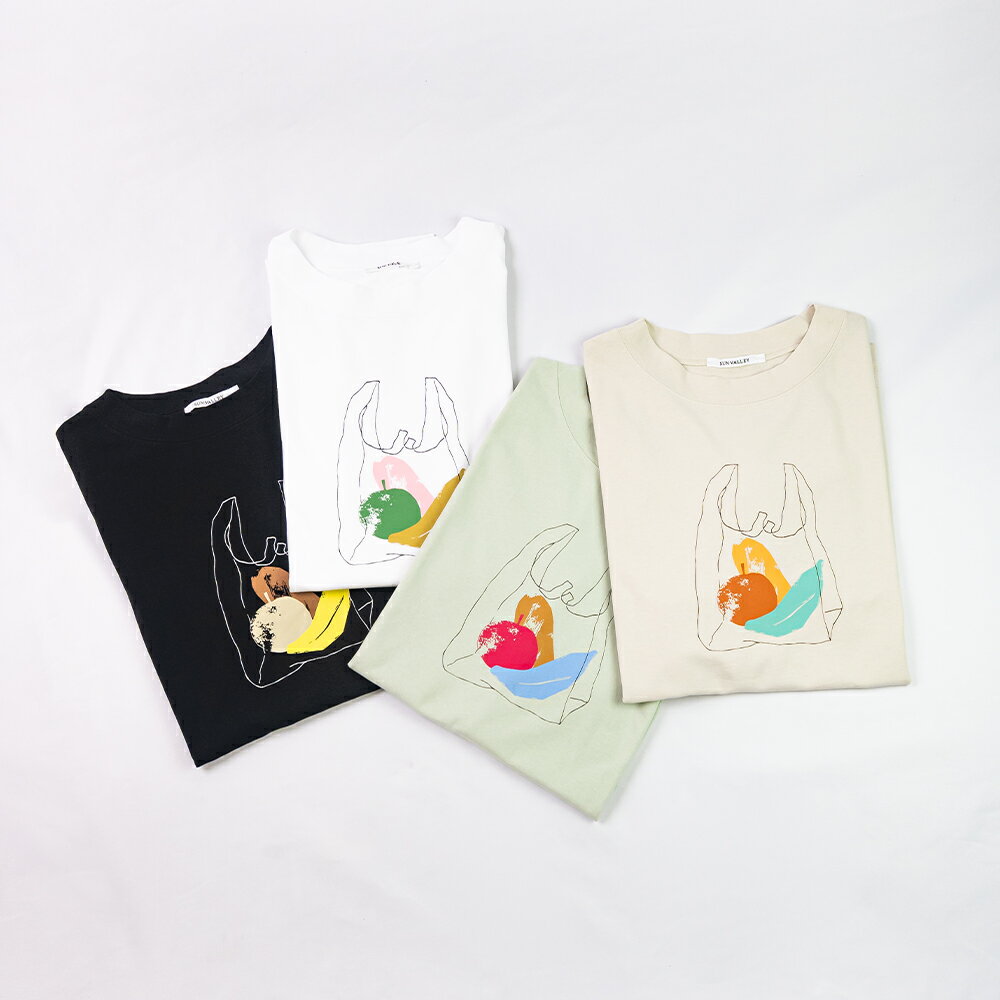 乐天商城 - [公式ストア] SUN VALLEY サンバレー / コットン 天竺 ビッグサイズ マルシェ プリント Tシャツ