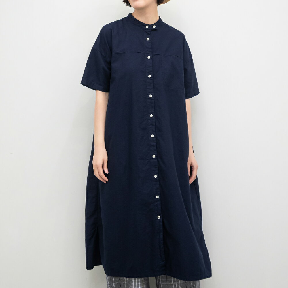 【SALE30%off】[公式ストア] SUN VALLEY サンバレー / 製品染め オックス スタンドカラー シャツワンピース