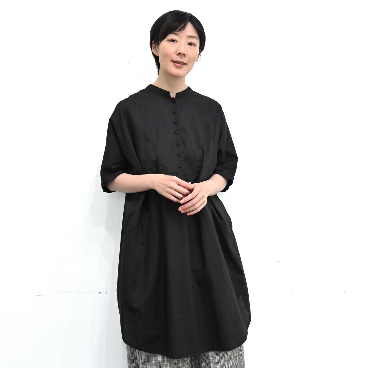 【SALE50%off】製品染め 綿麻 ローン ビッグ ポンチョ チュニック 【TK404240】【tukuroi ツクロイ】