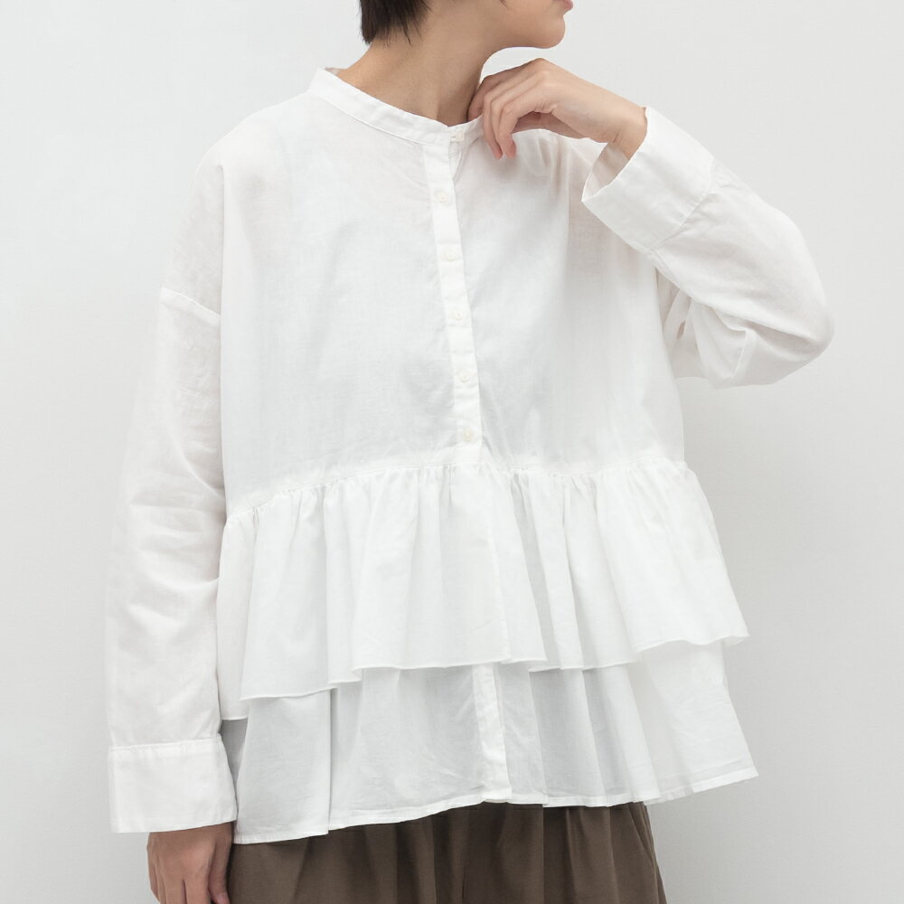 【SALE40%off】[公式ストア] tukuroi by SUN VALLEY ツクロイ / 製品染め 綿麻平織 レイヤードブラウス