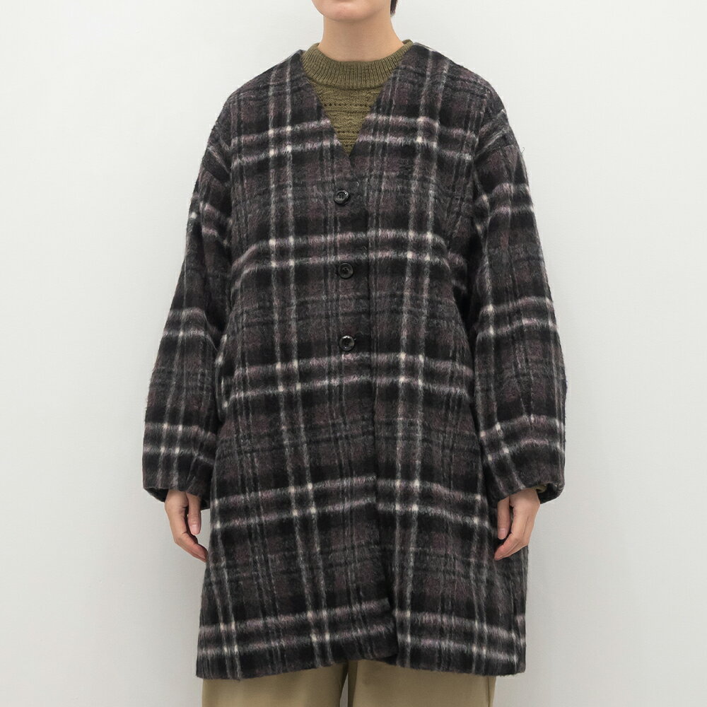 樂天商城 - 【SALE50%off】[公式ストア] tukuroi by SUN VALLEY ツクロイ / ウール混 シャギー チェック コクーンスリーブ コート