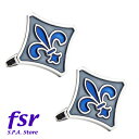 カフス カフリンクス Fleur-de-lis フルール・ド・リス アイリスの花 Blue x Silver 専用BOX付き ECF-5126