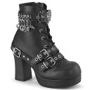 DEMONIA【取り寄せ】デモニア・アクセントチャーム厚底レースアップショートブーツ/品番:GOTHIKA-66/GOT66/9cmヒール/ゴシック/原宿系/フェティッシュ/厚底靴/厚底シューズ/靴/レディース/コスプレ/ベルトブーツ/編み上げブーツ/厚底ブーツ/フェイクレザーブラック/合皮黒
