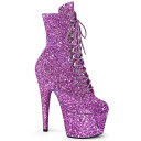 PLEASER【取り寄せ】プリーザー・グリッター厚底ショートブーツ/品番:ADORE-1020GWR/ADO1020GWR/17cmヒール/ダンスシューズ/厚底ブーツ/ダンス/厚底ブーツ/ピンヒール/ハイヒール/レディース/レースアップ/グリッターブーツ/衣装/舞台/コスプレ/編み上げ/ラベンダー/紫(4)