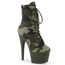 PLEASER【取り寄せ】プリーザー・レースアップカモフラ厚底ショートブーツ/品番:ADORE-1020CAMO/ADO1020CAMO/17cmヒール/小さいサイズ/大きいサイズ/レディース/衣装/コスプレ/パーティー/ピンヒール/ポールダンス/ダンス/グリーンカモフラ/緑迷彩