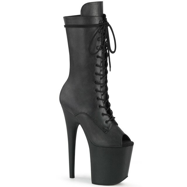 PLEASER【取り寄せ】プリーザー・フラミンゴリアルレザー厚底ロングブーツ/品番：FLAMINGO-1051LWR/FLAM1051LWR/20cmヒール/大きいサイズ/女装/男性用/ポールダンス/ダンス/ハイヒール/ピンヒール/靴/リアルレザーブラック/黒色