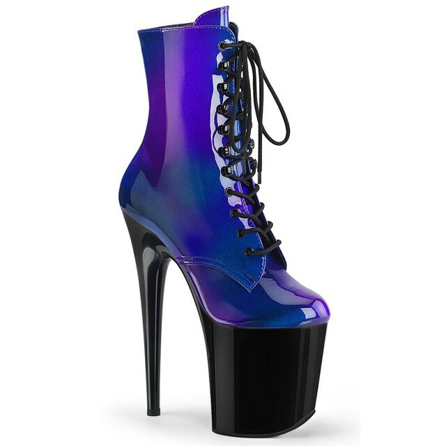Pleaser 取り寄せ プリーザー フラミンゴ厚底レースアップアンクルショートブーツ 女装 品番 Flamingo 10shg Flam10shg cmヒール Pleaser ダンスシューズ ダンス 衣装 ポールダンス 女 王様 靴 ピンヒール ハイヒール 女装 男性用 大きいサイズ ブルー パープル