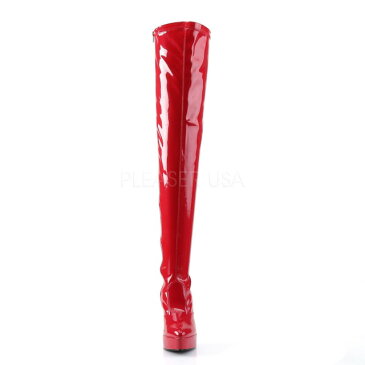 PLEASER【取り寄せ】プリーザー・厚底エナメルニーハイブーツ/品番:INDULGE-3000/IND3000/13cmヒール/女装/男性用/大きいサイズ/ハイヒール/ピンヒール/女王様/靴/エナメルレッド/赤
