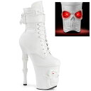 PLEASER【取り寄せ】プリーザー・スカルフェイスボーンヒール厚底ブーツ/品番:RAPTURE-1020STR-LT/RAPT1020STR-LT/20cmヒール/ショートブーツ/ポールダンス/ダンス/衣装/ピンヒール/靴/ハイヒール/キャバ嬢/レディース/パンク/ゴシック/フェイクレザーホワイト/合皮白(4)