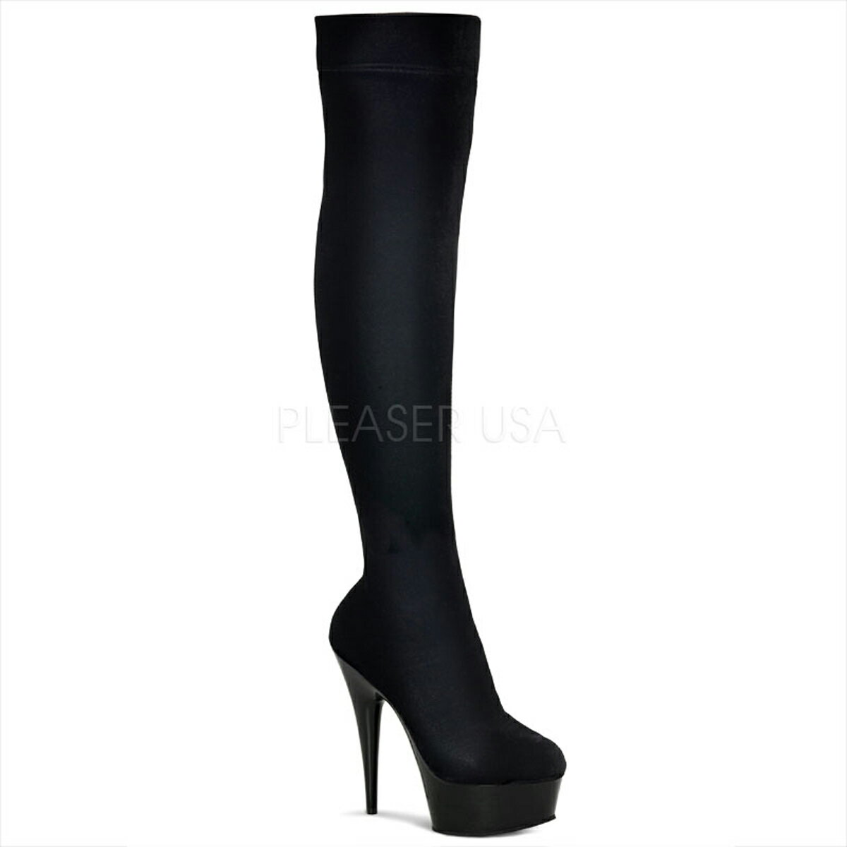 Pleaser 取り寄せ その他 プリーザー ストレッチ厚底サイハイブーツ 品番 Delight 3002 レディース靴 Del3002 15cmヒール 小さいサイズ ブーツ 大きいサイズ カジュアル ストレッチブーツ 女装 男性用 ポールダンス ダンス ベルベットブラック 黒 シューズショップ