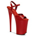 PLEASER【取り寄せ】プリーザー・プラットフォーム厚底エナメルサンダル/品番:INFINITY-909/INF909/23cmヒール/ドレス/キャバ嬢/ポールダンス/ダンス/衣装/ピンヒール/ハイヒール/レディース/アンクルストラップサンダル/小さいサイズ有り/コスプレ/エナメルレッド/赤