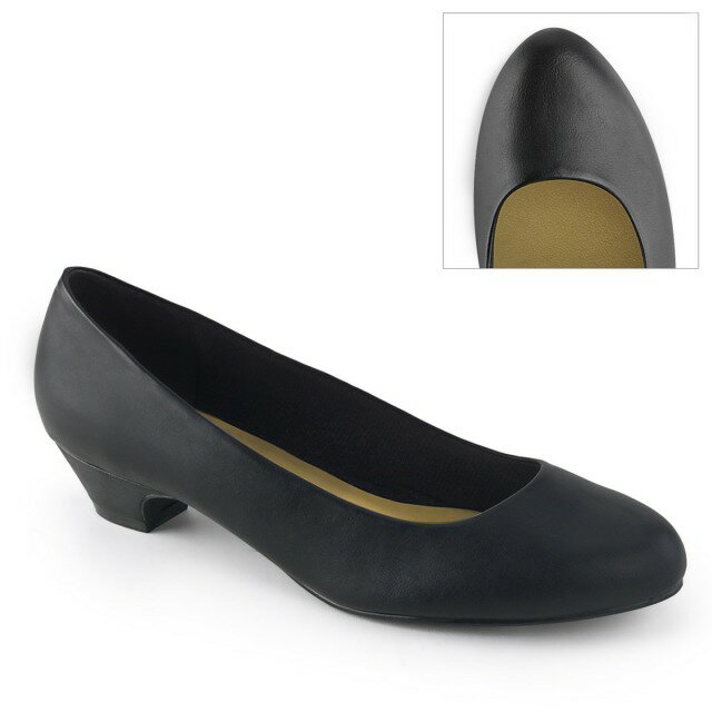 Rakuten - PLEASER【取り寄せ】プリーザー・フェイクレザークラッシックローヒールパンプス/品番：GWEN-01/GWEN01/3cmヒール/歩きやすい/コスプレ/ドレス/キャバ嬢/コスプレ/衣装/レディース/靴/サイズ展開豊富/大きいサイズ/ジェンダーレス/合皮ブラック/黒