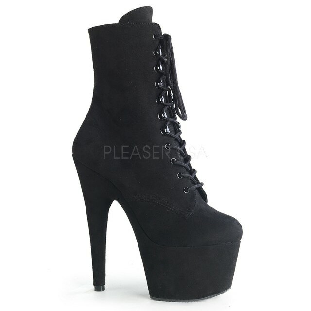 Thick Sole - PLEASER【取り寄せ】プリーザー・アドーア厚底ショートブーツ/品番：ADORE-1020FS/ADO1020FS/17cmヒール/ダンスシューズ/ダンス/ポールダンス/ピンヒール/ハイヒール/ブーツ/衣装/靴/大きいサイズ/小さいサイズ/女装/スエードブラック/黒