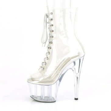 PLEASER【取り寄せ】プリーザー・厚底ショートクリアブーツ/品番:ADORE-1020C/ADO1020C/17cmヒール/小さいサイズ/大きいサイズ/レディー/衣装/コスプレ/パーティー/ピンヒール/ハイヒール/ポールダンス/ダンス/透明靴/クリア