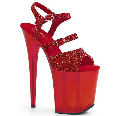 PLEASER【取り寄せ】プリーザー・バックルストラップフラミンゴ厚底グリッターサンダル/品番:FLAMINGO-874/FLAM874/20cmヒール/ダンスシューズ/ダンス/衣装/ポールダンス/キャバ嬢/靴/ピンヒール/ハイヒール/レディース/レッド/赤