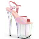 8" (200mm) Heel, 4" (100mm) Platform Ankle Strap Sandal Featuring Holographic Tinted Platform Bottom 【ヒールの高さ】約20cm 【プラットフォームの高さ】約10cm ※こちらの商品は取り寄せ商品になります。 商品のデザイン変更等でご注文後に 在庫切れのお返事を差し上げることもございます。 ご了承の程、よろしくお願い致します。 世界中で人気のインポートシューズ・ダンスシューズ・ドレスシューズ・コスプレシューズ PLEASER（プリーザー）の商品です。 ※サイズについてはこちらをクリック ■在庫管理に関しましては細心の注意を払っておりますが、 他サイトとの併売の為、在庫切れの場合がございます。 ■万が一売り切れの場合はメール・お電話にてご連絡させていただきます。 ■画面上と実物では多少色具合が異なって見える場合がございます。 ■輸入品のため、多少のキズ、汚れ、臭い、接着剤のはみ出しなどが見られる場合がございます。 ご了承の上ご購入ください。 ■日本サイズとは違いますので、若干の誤差はご了承のうえご購入くださいませ。 ■パッケージ(靴箱)に記載されているサイズはメーカー使用のUSサイズになります。 -外箱のサイズ表記について- 米国規格靴のサイズでUS8の場合、外箱には26.8cmと表記されている場合があります。 日本規格では靴のサイズは履く人の足のサイズをさしますが、 欧米で靴のサイズと言うと、靴の外寸法のサイズを指す場合があります。 履く靴の大きさ（外寸）は26.8cmという表記になります。 また、メーカーによっては靴を作る際の木型の大きさで表記される場合もあります。 ※実際の外箱に記載されている数値は商品タイプによって異なる場合がありますのでご了承下さい。 ■サイズについてご不安な場合はお気軽にお問い合わせください。