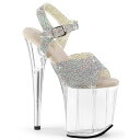 PLEASER【取り寄せ】プリーザー・ラインストーン厚底サンダル/品番:FLAMINGO-808N-RS/FLAM808N-RS/20cmヒール/ドレス/キャバ嬢/ポールダンス/衣装/ピンヒール/ハイヒール/靴/レディース/ジュエルサンダル/キラキラ/クリアヒール/サンダル/シルバー×クリア/銀×透明(4)