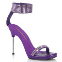 PLEASER【取り寄せ】プリーザー・シックラインストーンアンクルストラップサンダル/品番:CHIC-40/CHIC40/11cmヒール/ドレス/シングルソール/レディース/ダンス/エレガント/衣装/発表会/シューズ/キャバ嬢//靴/ワイドアンクルストラップ/バックジッパー/サンダル/パープル/紫